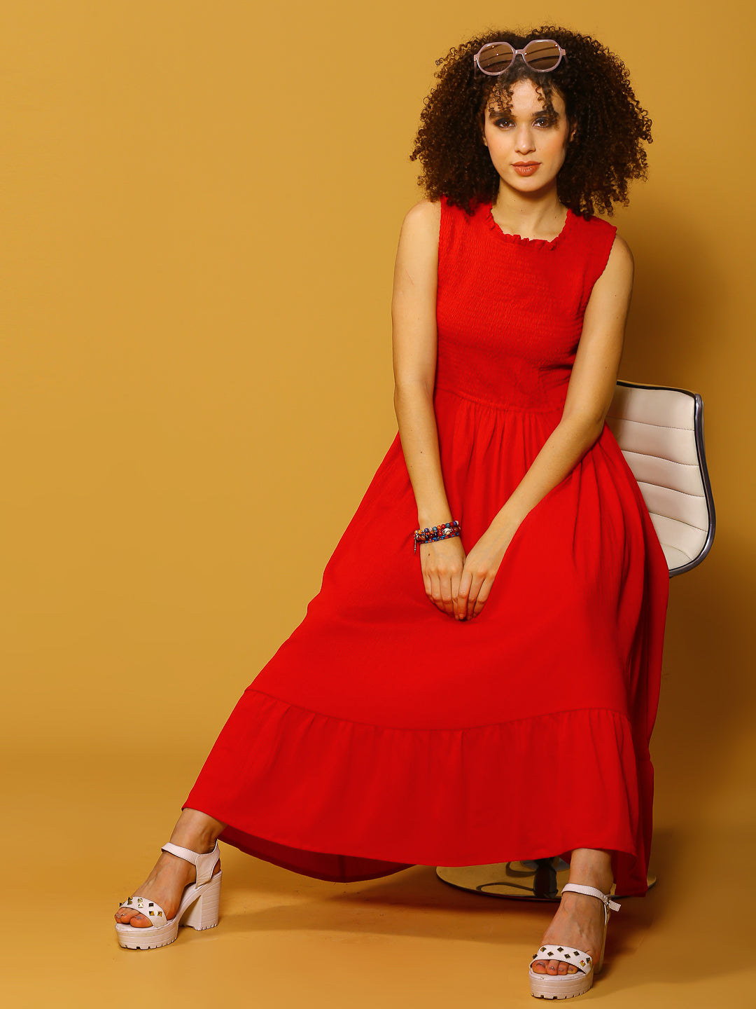 Fushia Solid Maxi Dress
