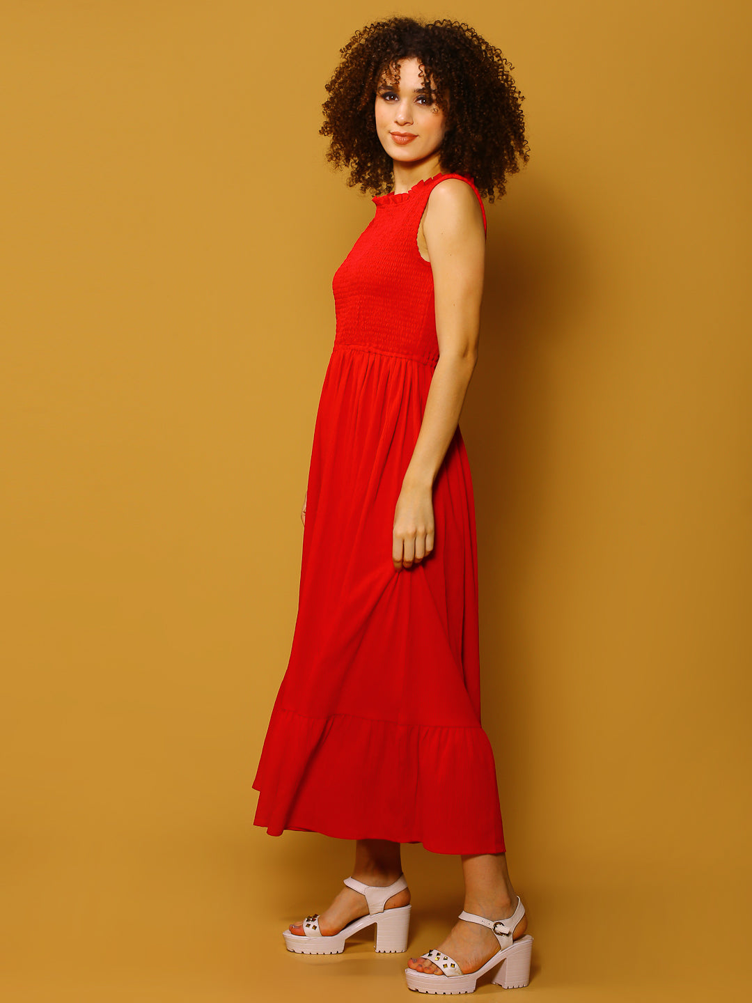 Fushia Solid Maxi Dress