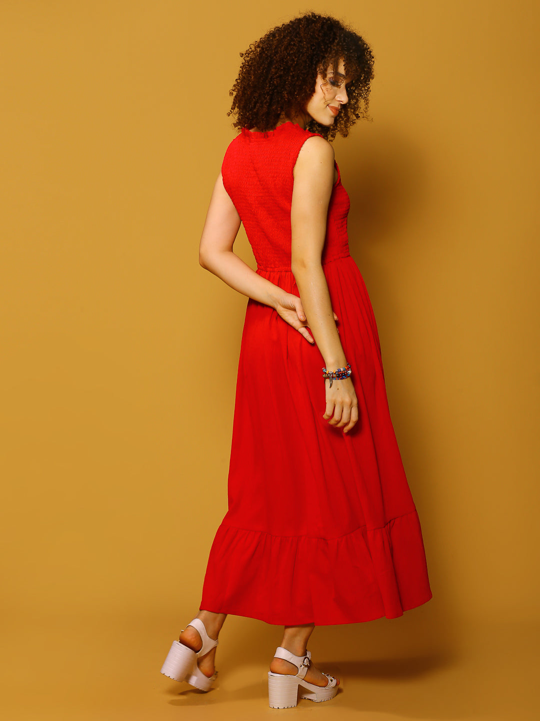 Fushia Solid Maxi Dress