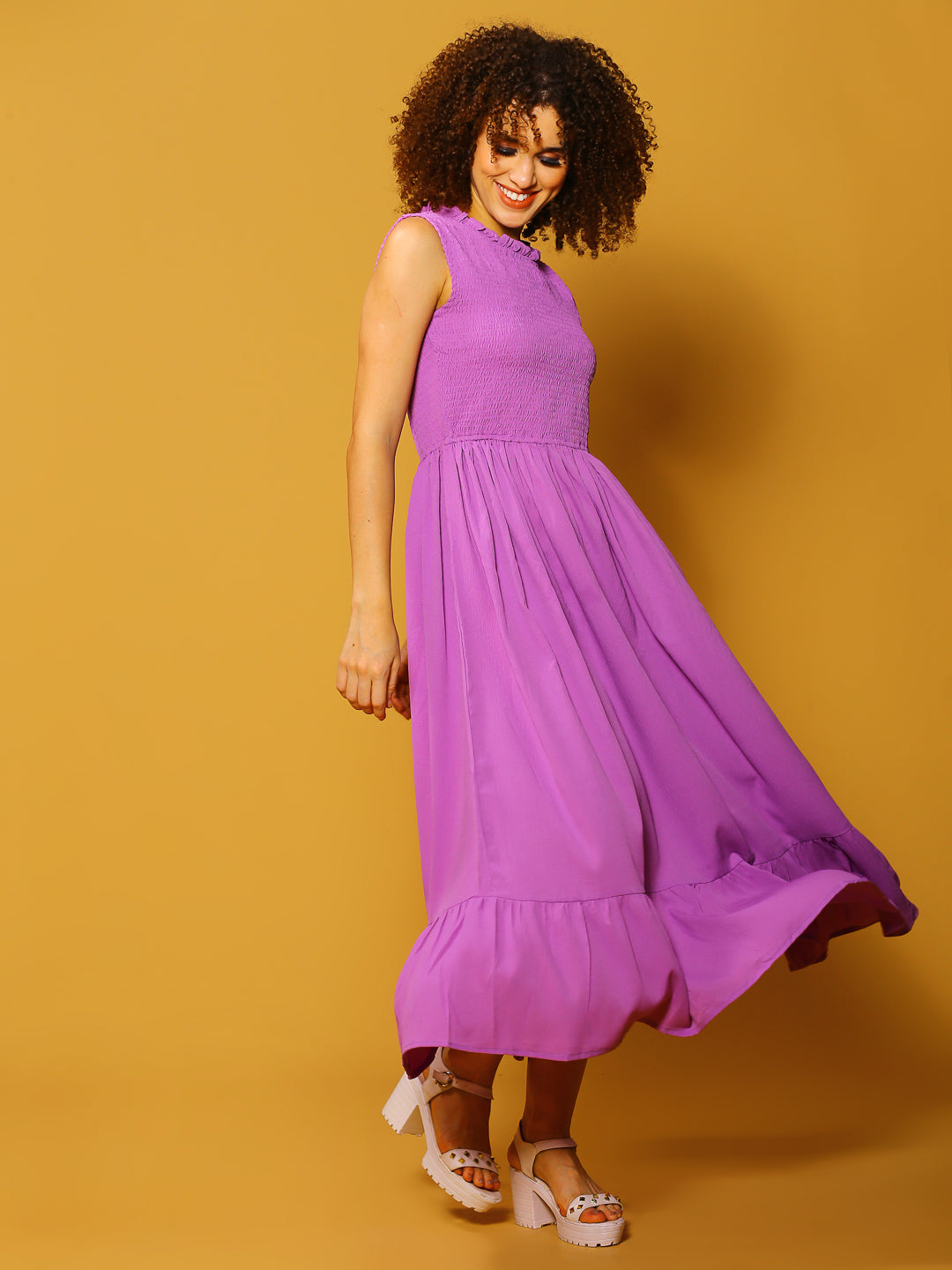 Purple Solid  Maxi Dress