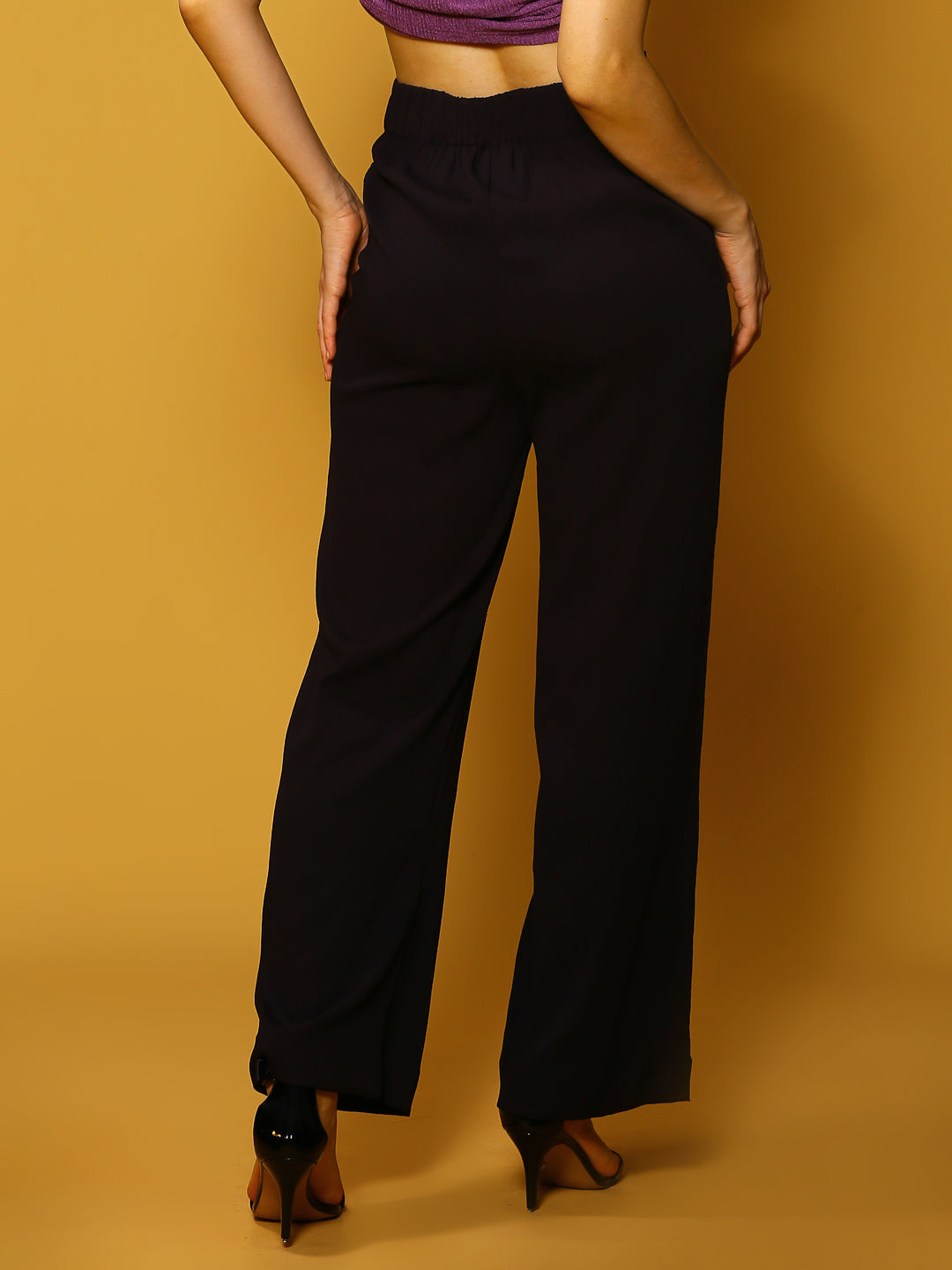 Black Solid Print Trouser
