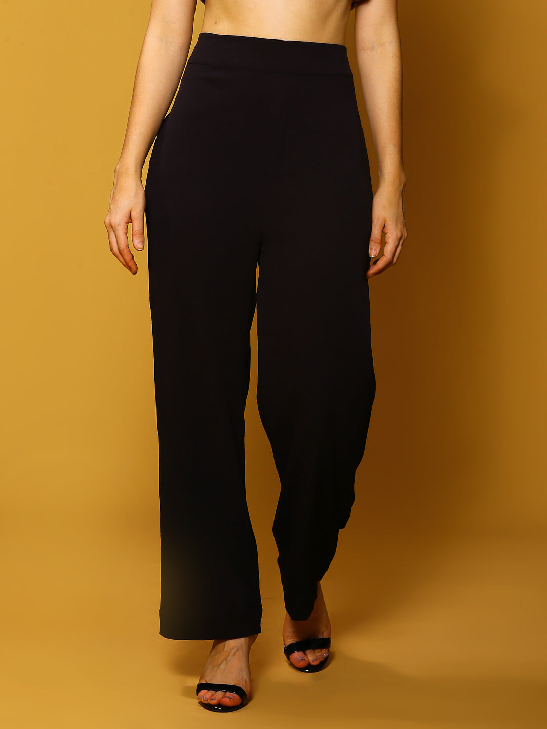 Black Solid Print Trouser