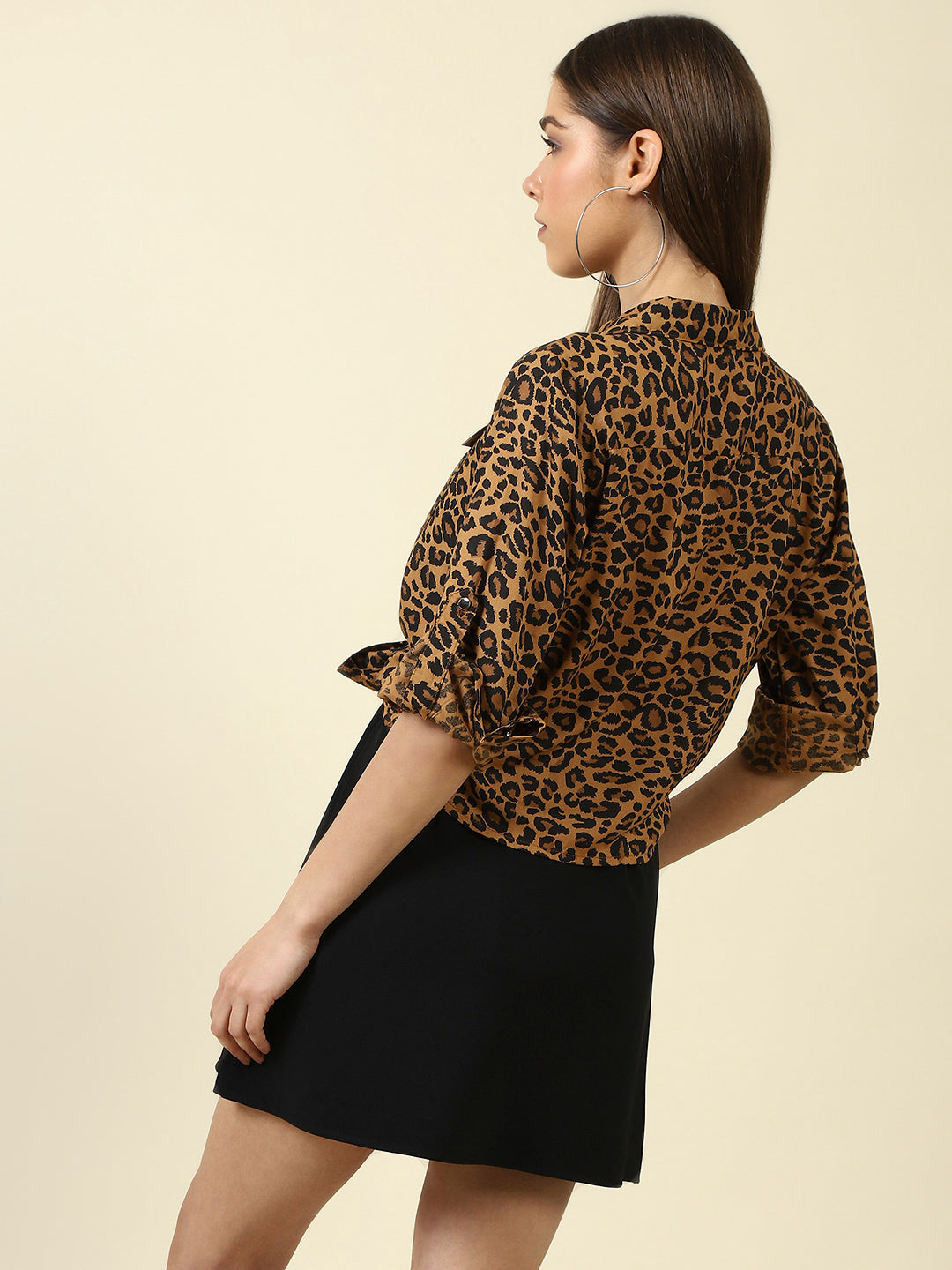 Brown Print Shirt StyleTop