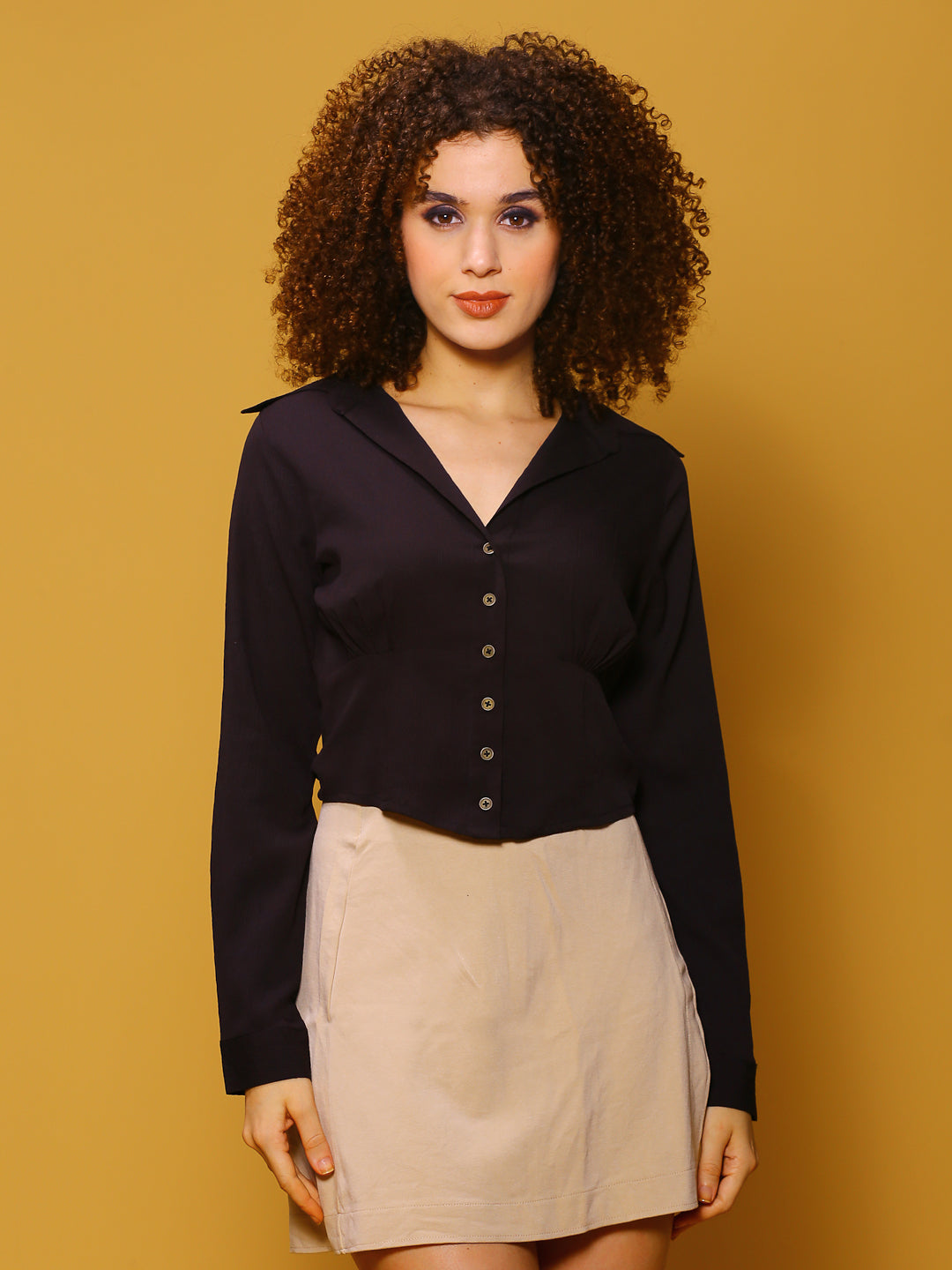 Black Solid Crop Top
