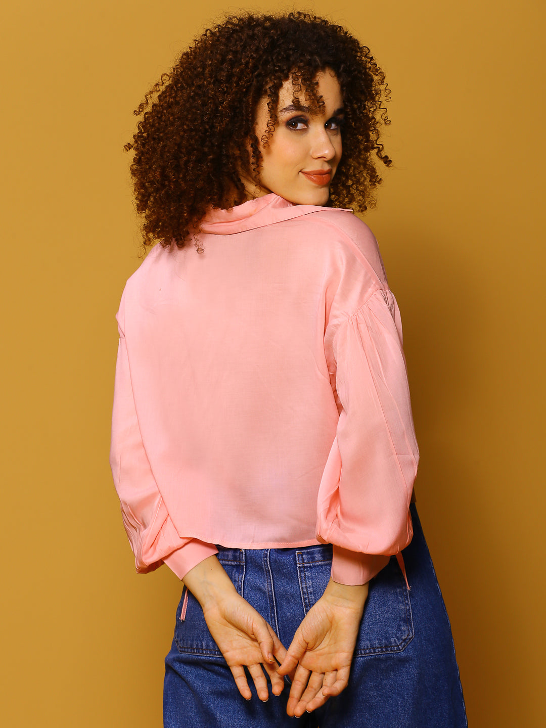 Pink Solid Crop Top