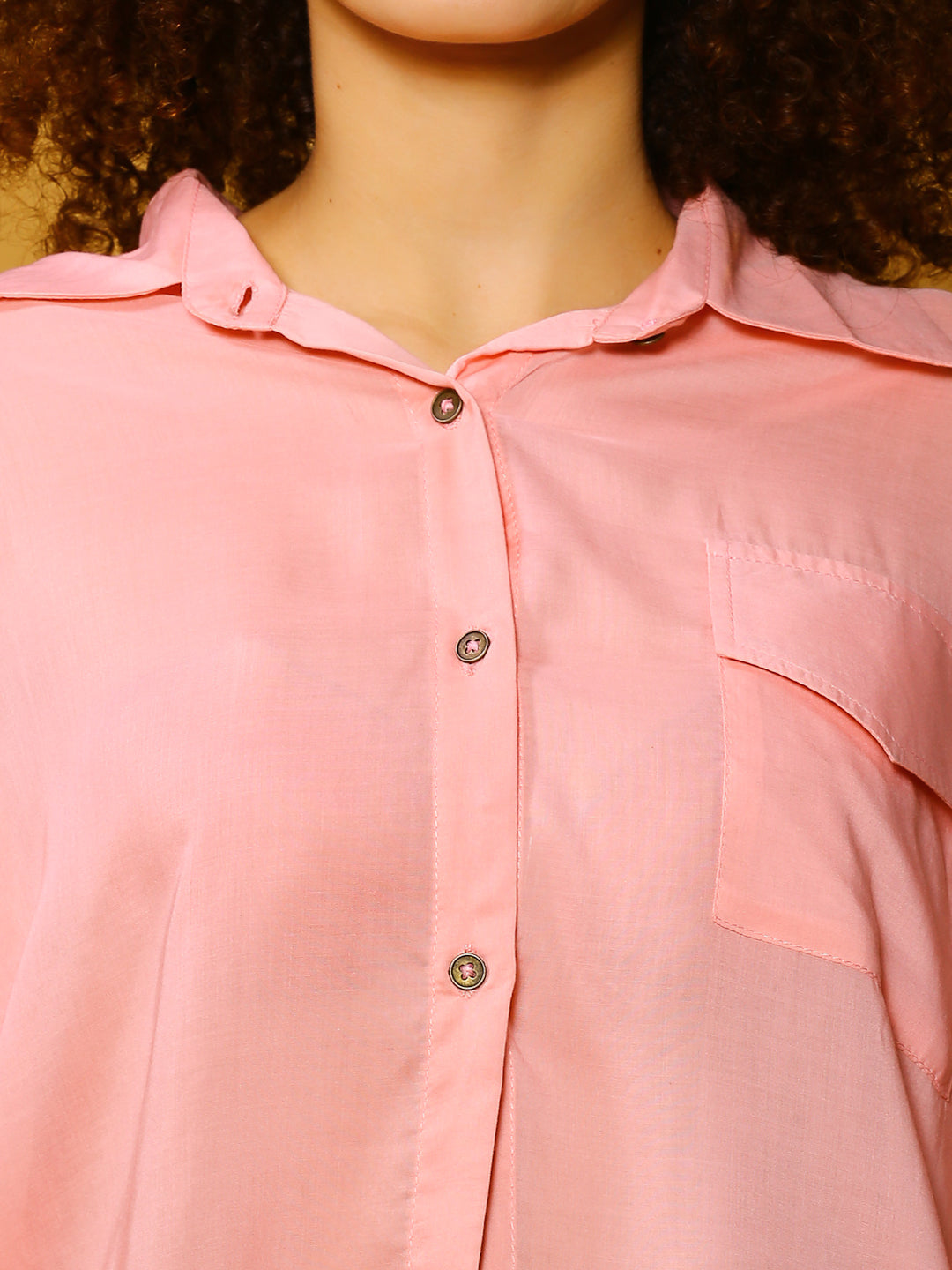 Pink Solid Crop Top