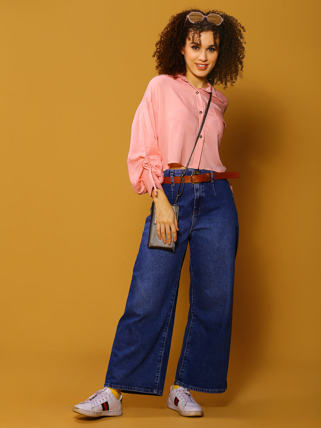 Pink Solid Crop Top