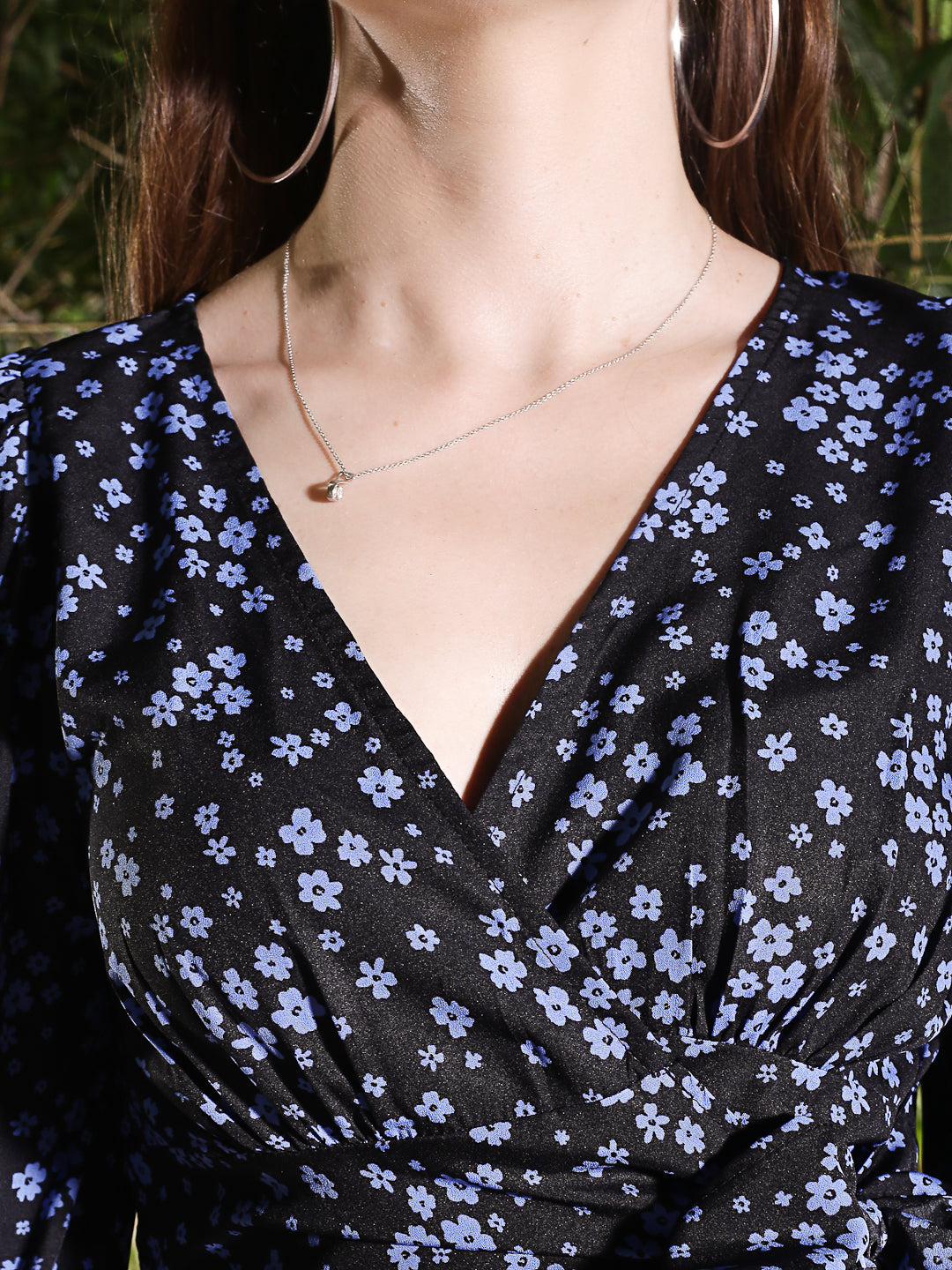 Print Crop Wrap Top
