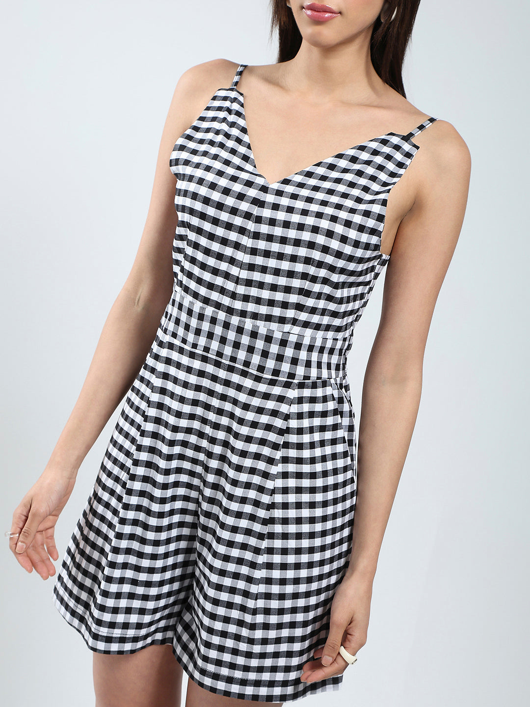 Rayon Lycra Checks Women Jumpsuit