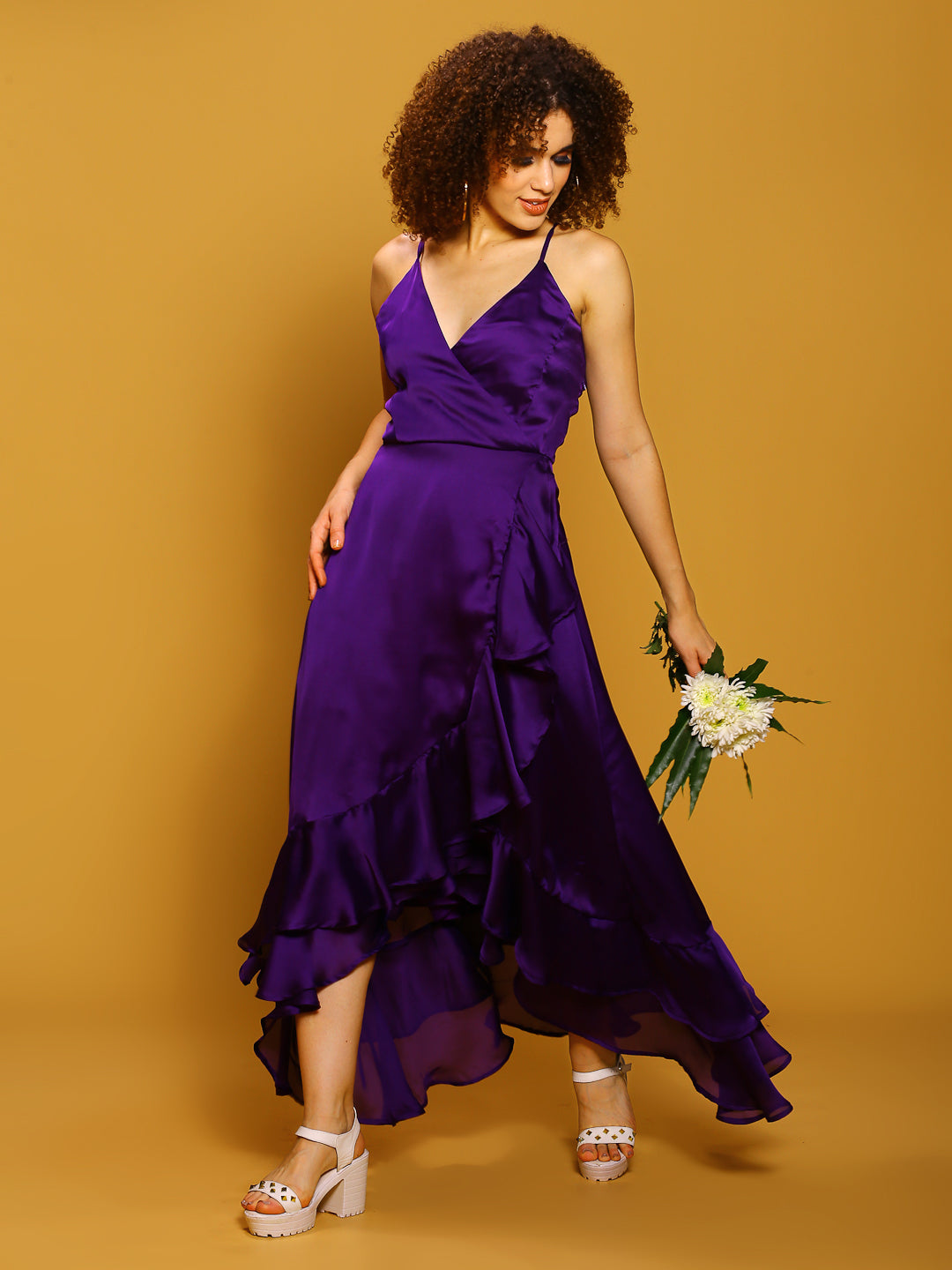 Purple Maxi Solid Dress