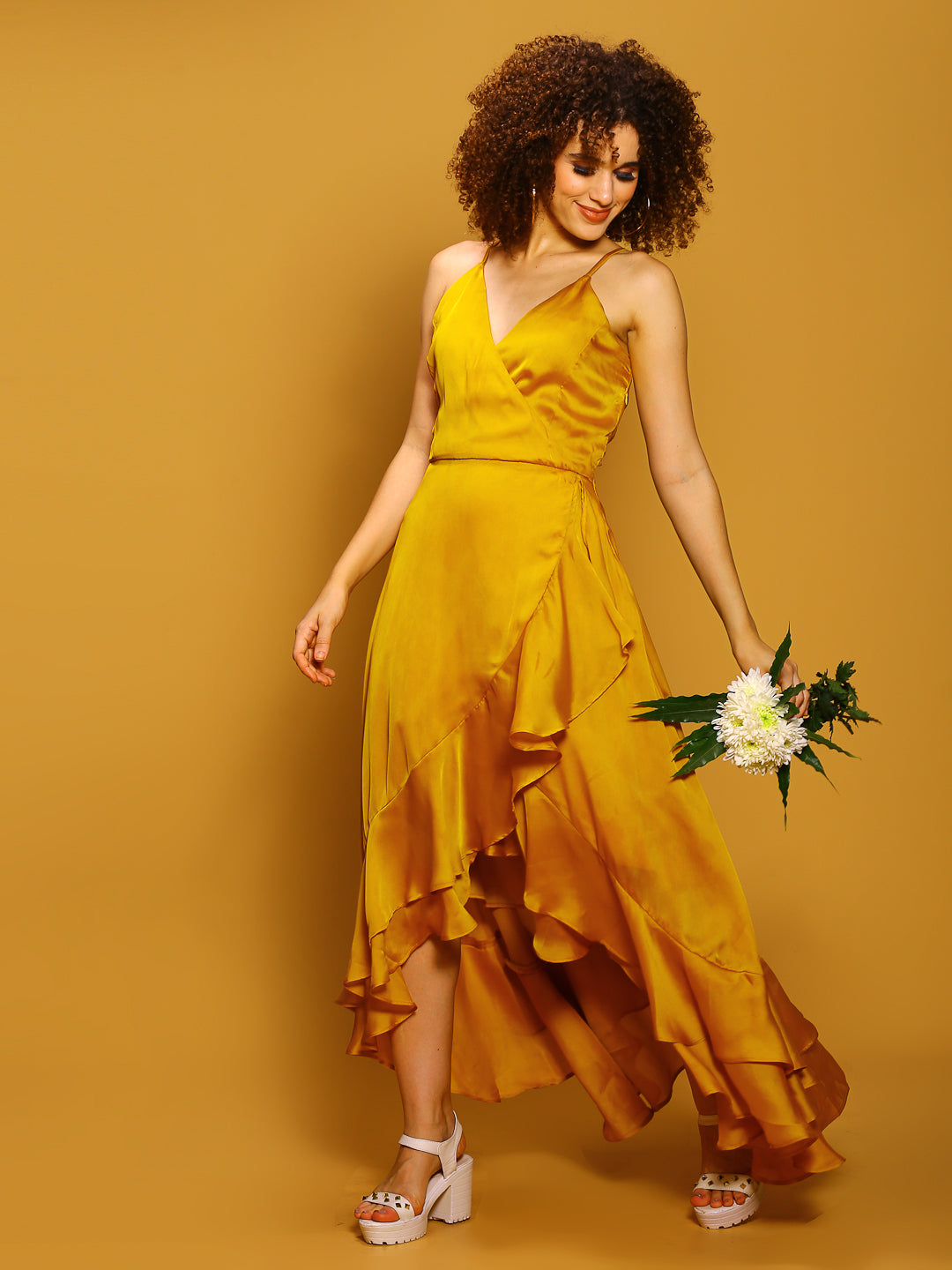 Yellow Maxi Solid Dress