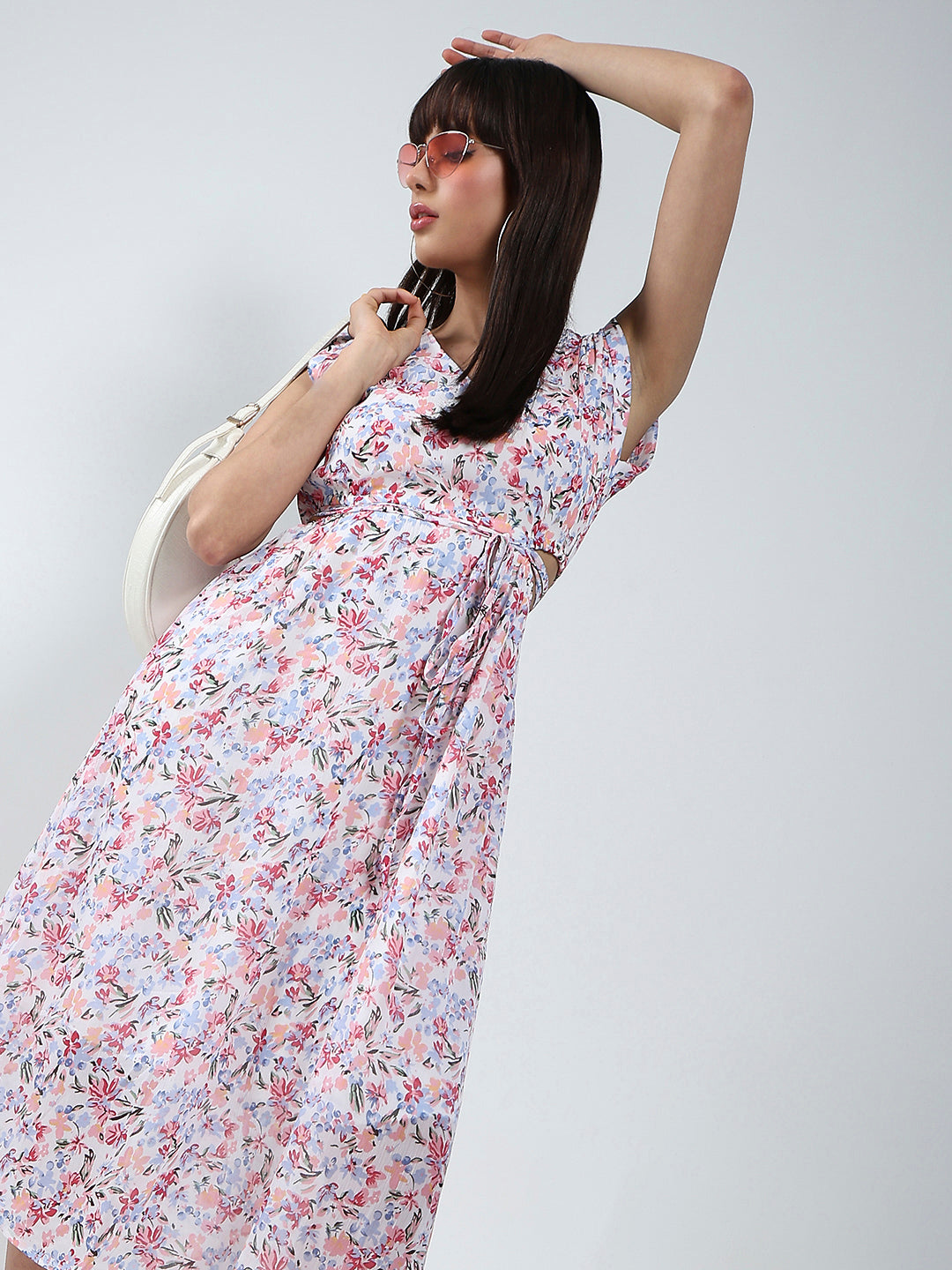 White Floral Midi Dress