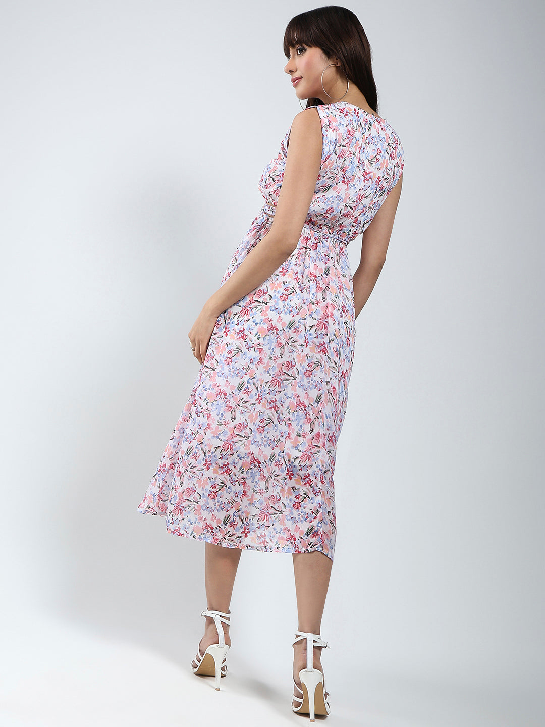 White Floral Midi Dress