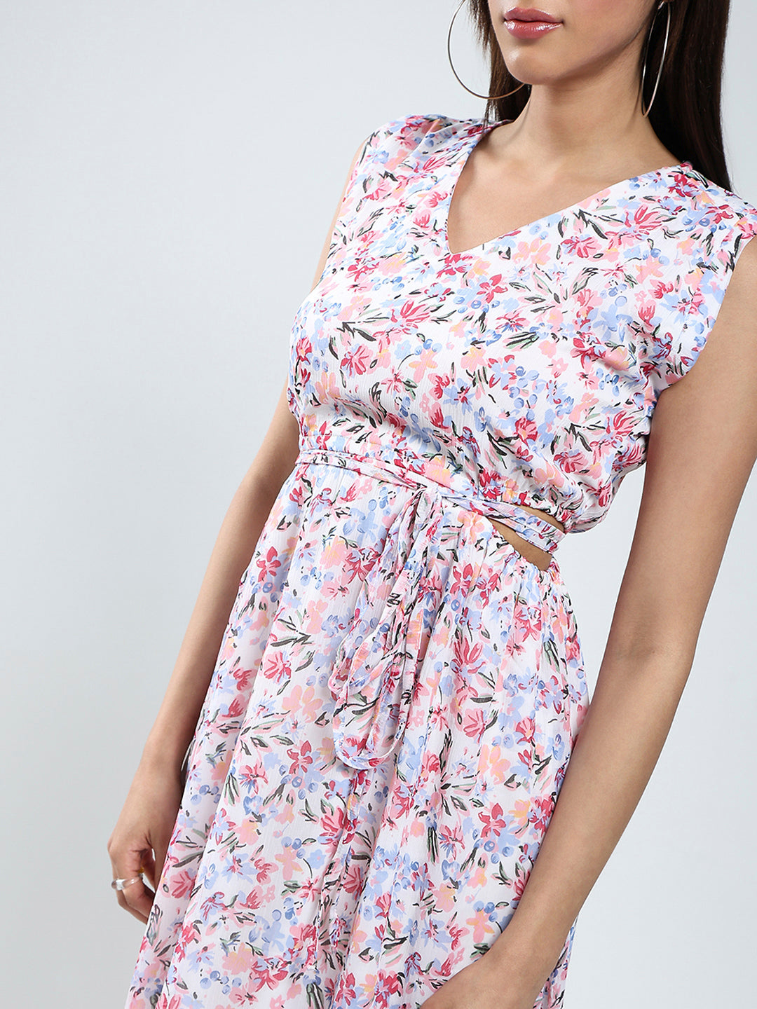 White Floral Midi Dress