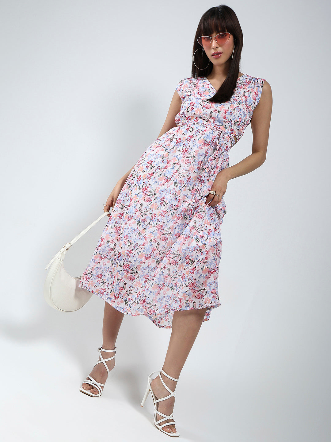 White Floral Midi Dress