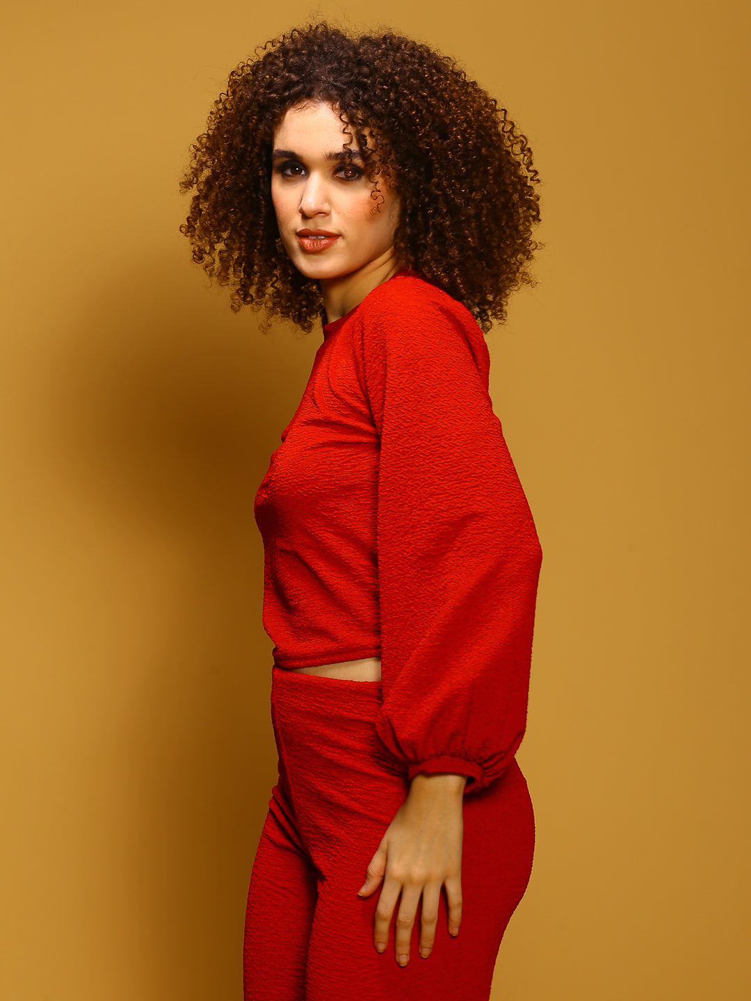Red Textured knit top