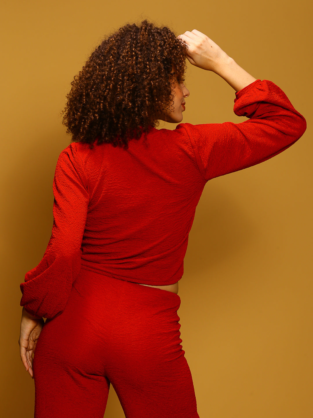 Red Textured knit top