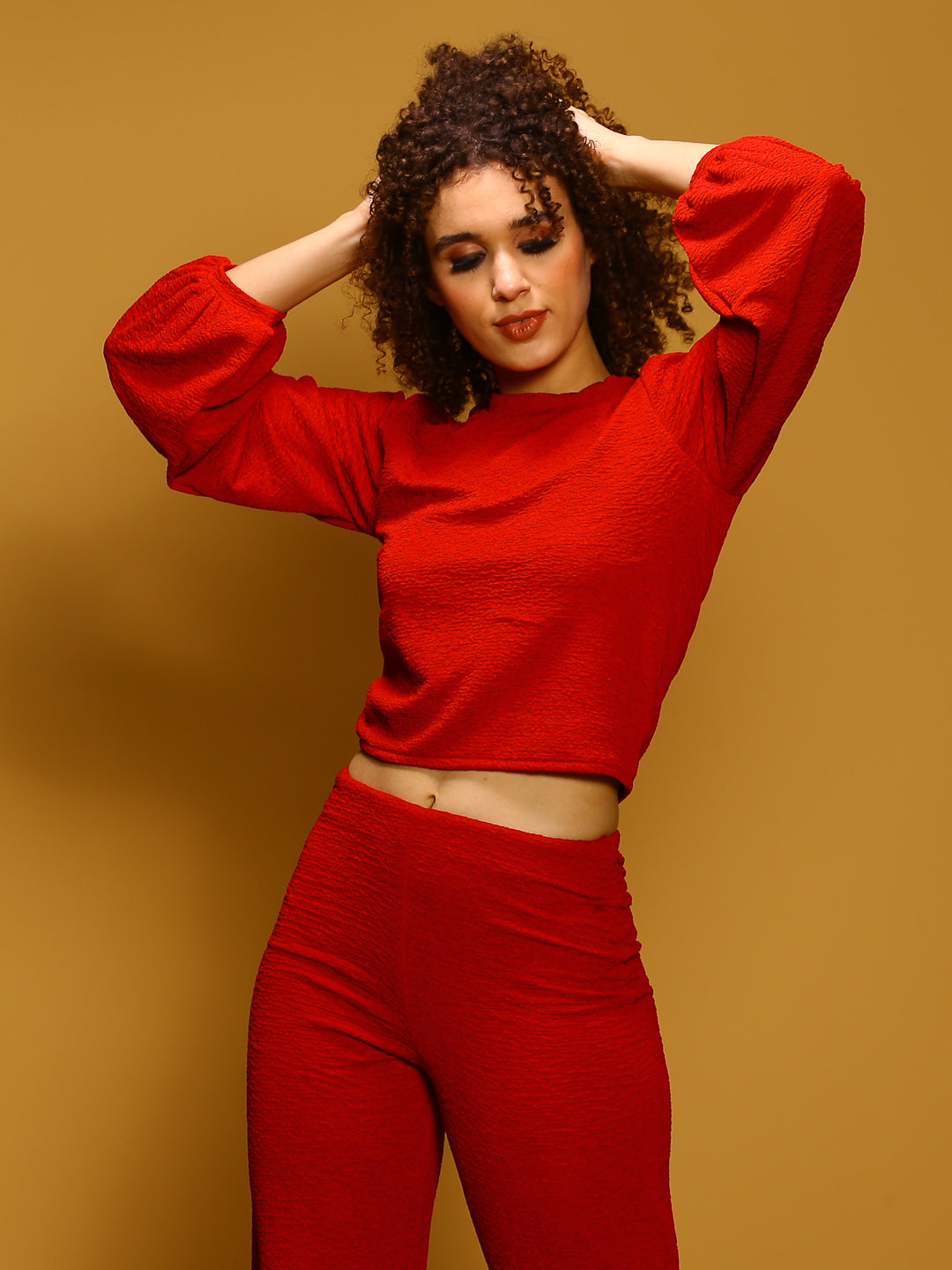 Red Textured knit top