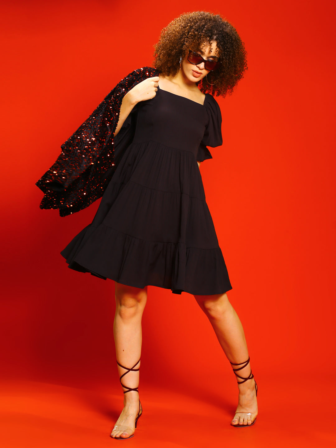 Black Tiered dress mini