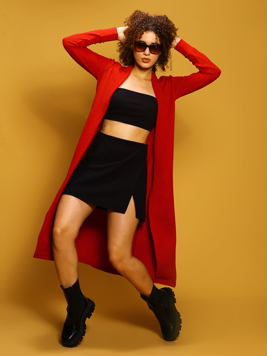 Red front open shrug