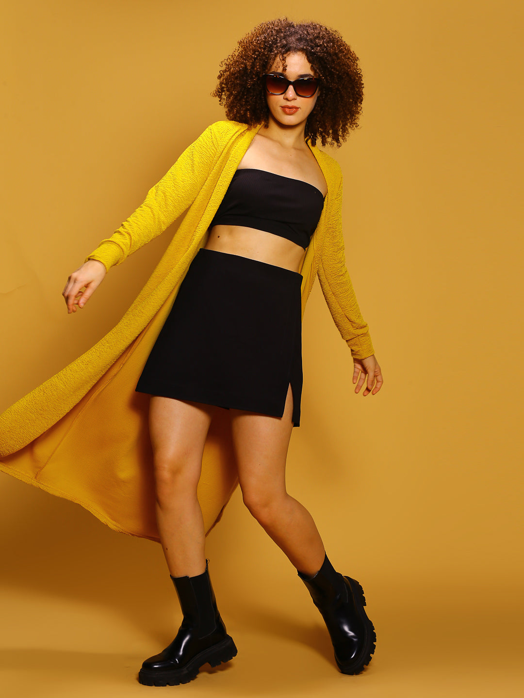 Yellow front open shrug