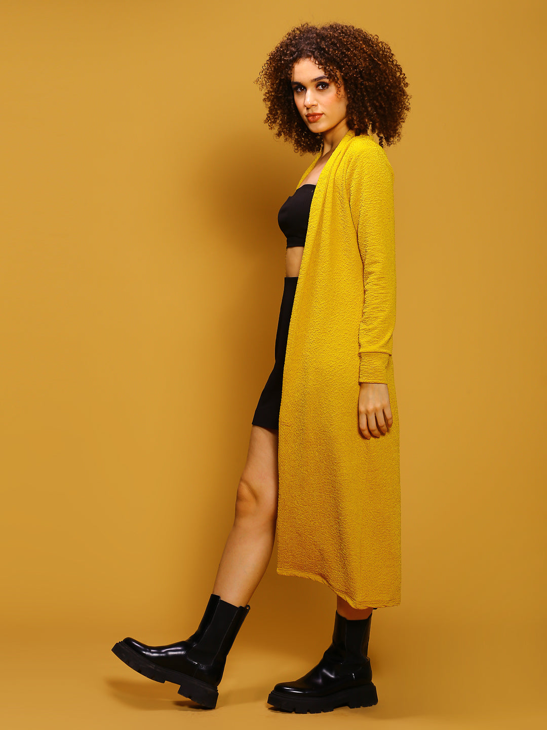 Yellow front open shrug