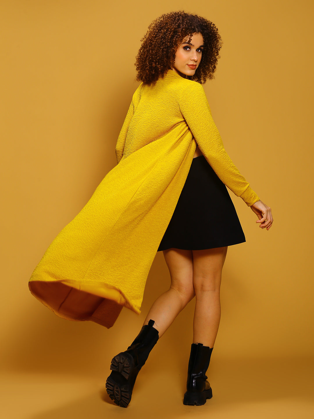Yellow front open shrug