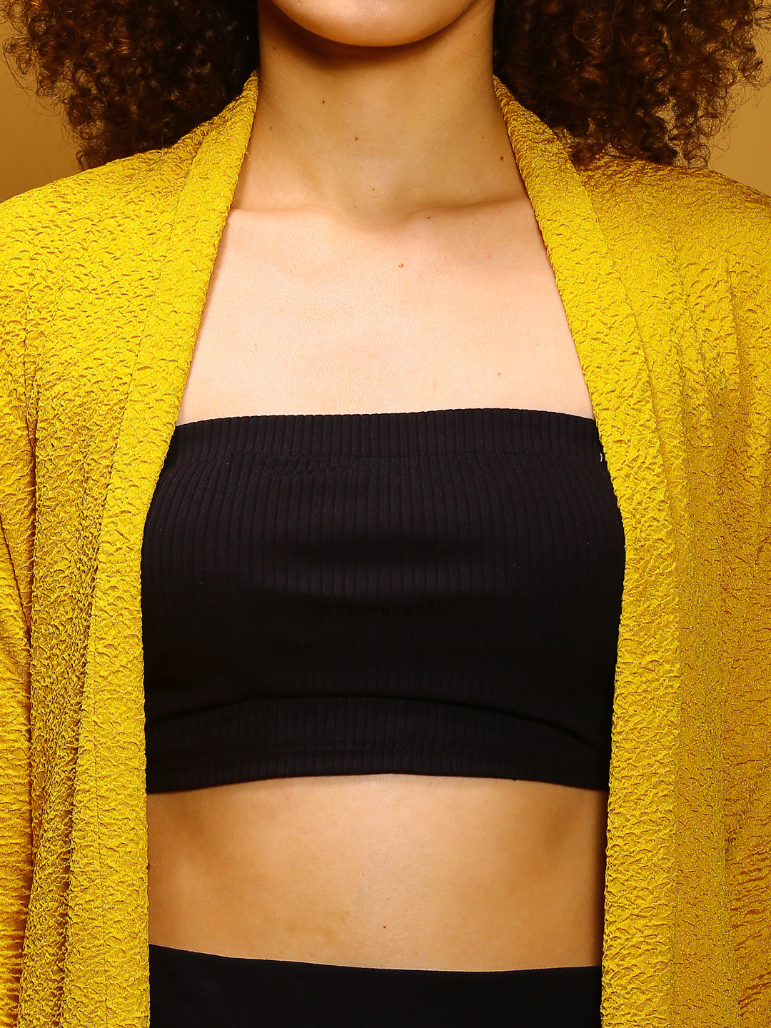 Yellow front open shrug