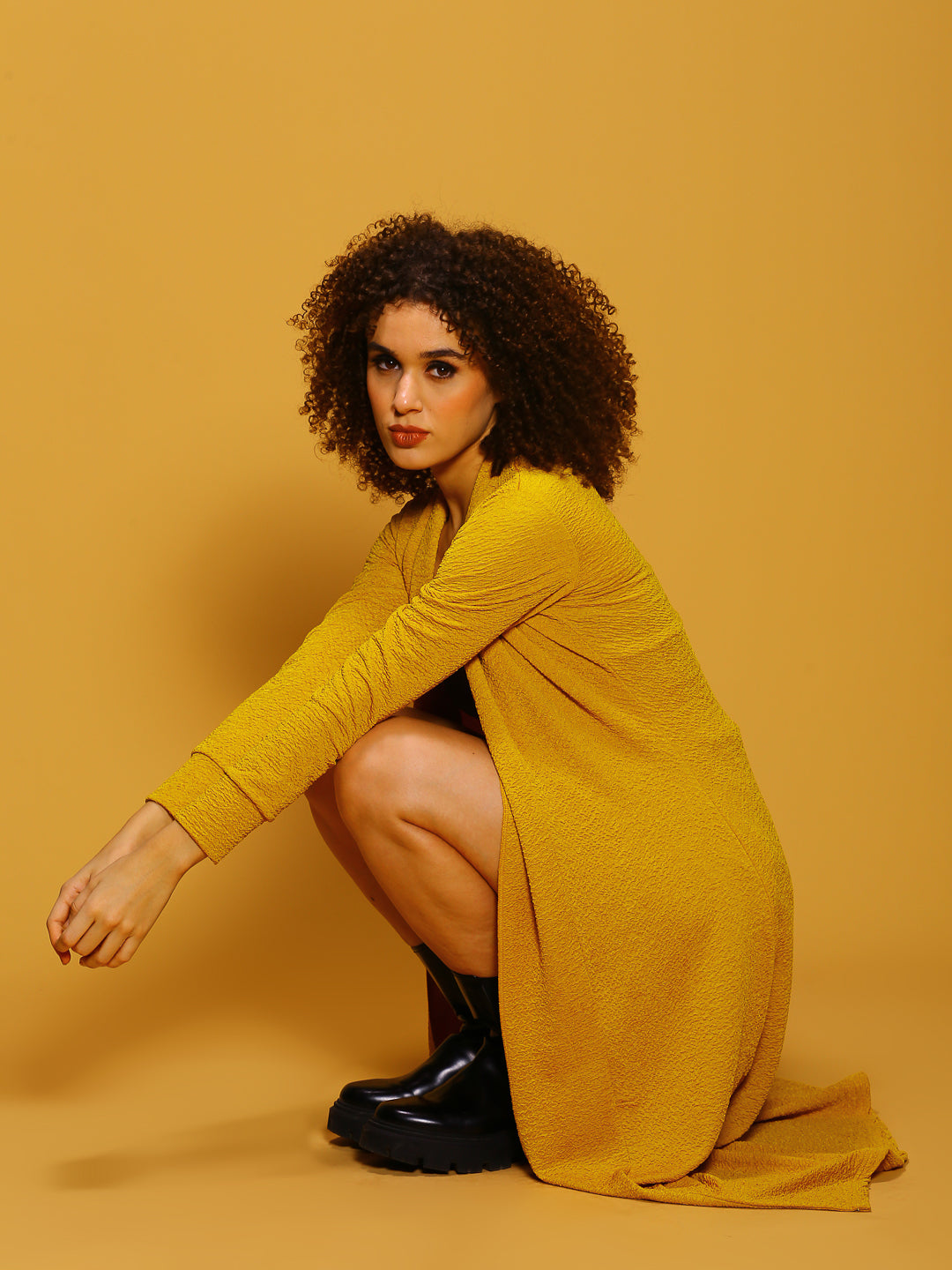 Yellow front open shrug
