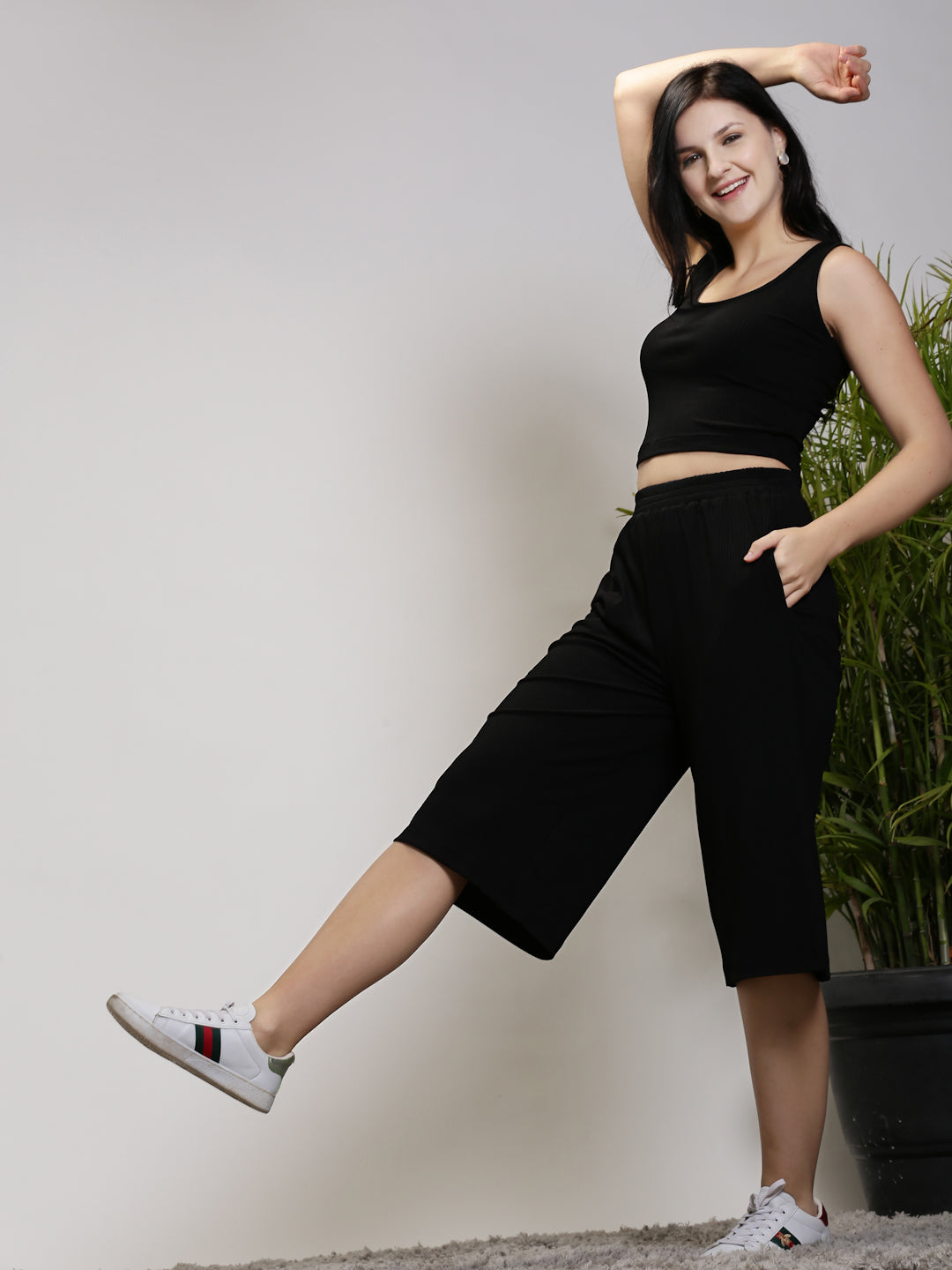 Black Top Capri Cord-Set