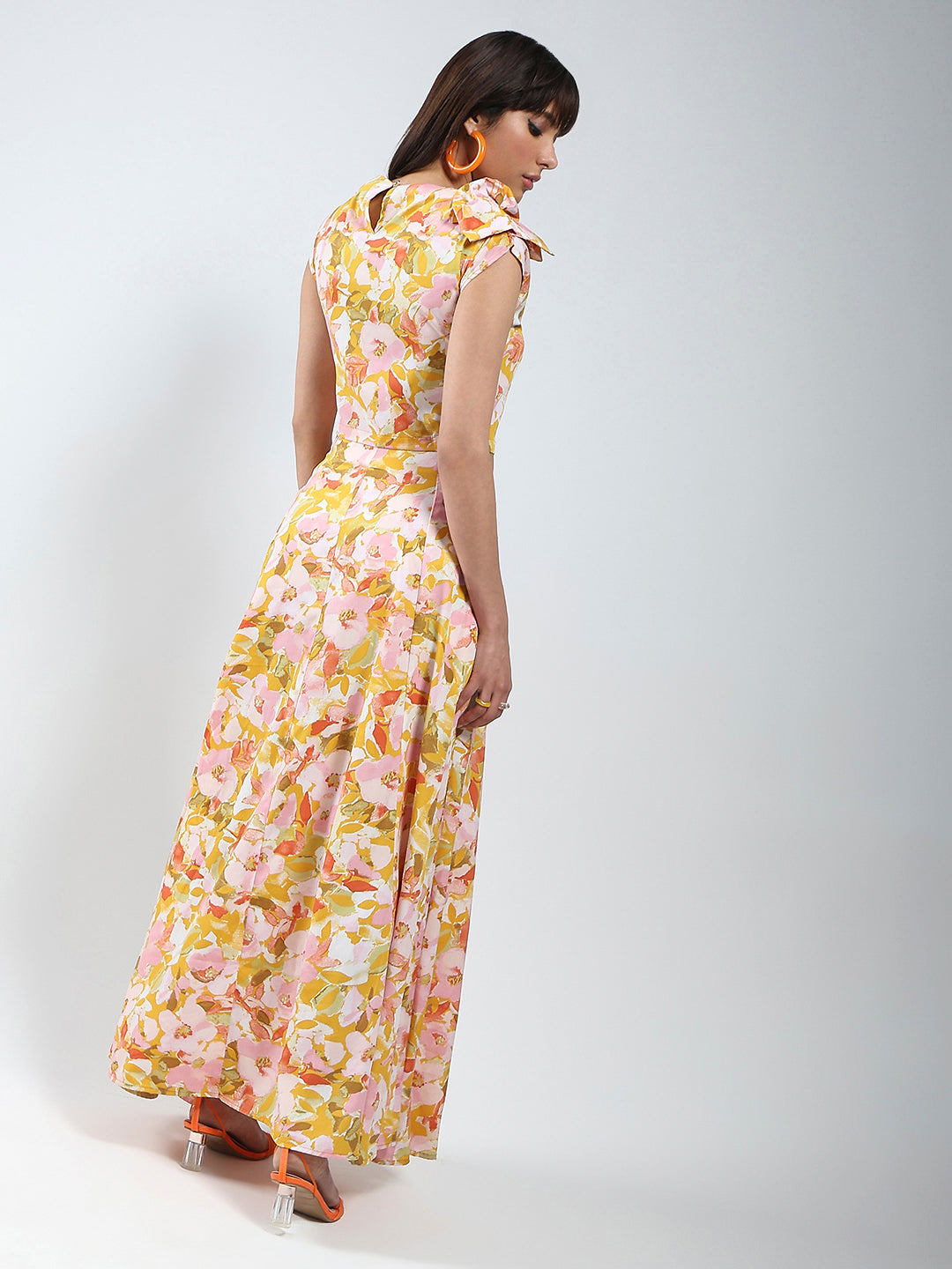 Sera Yellow Printed Top Skirt Cord-Set