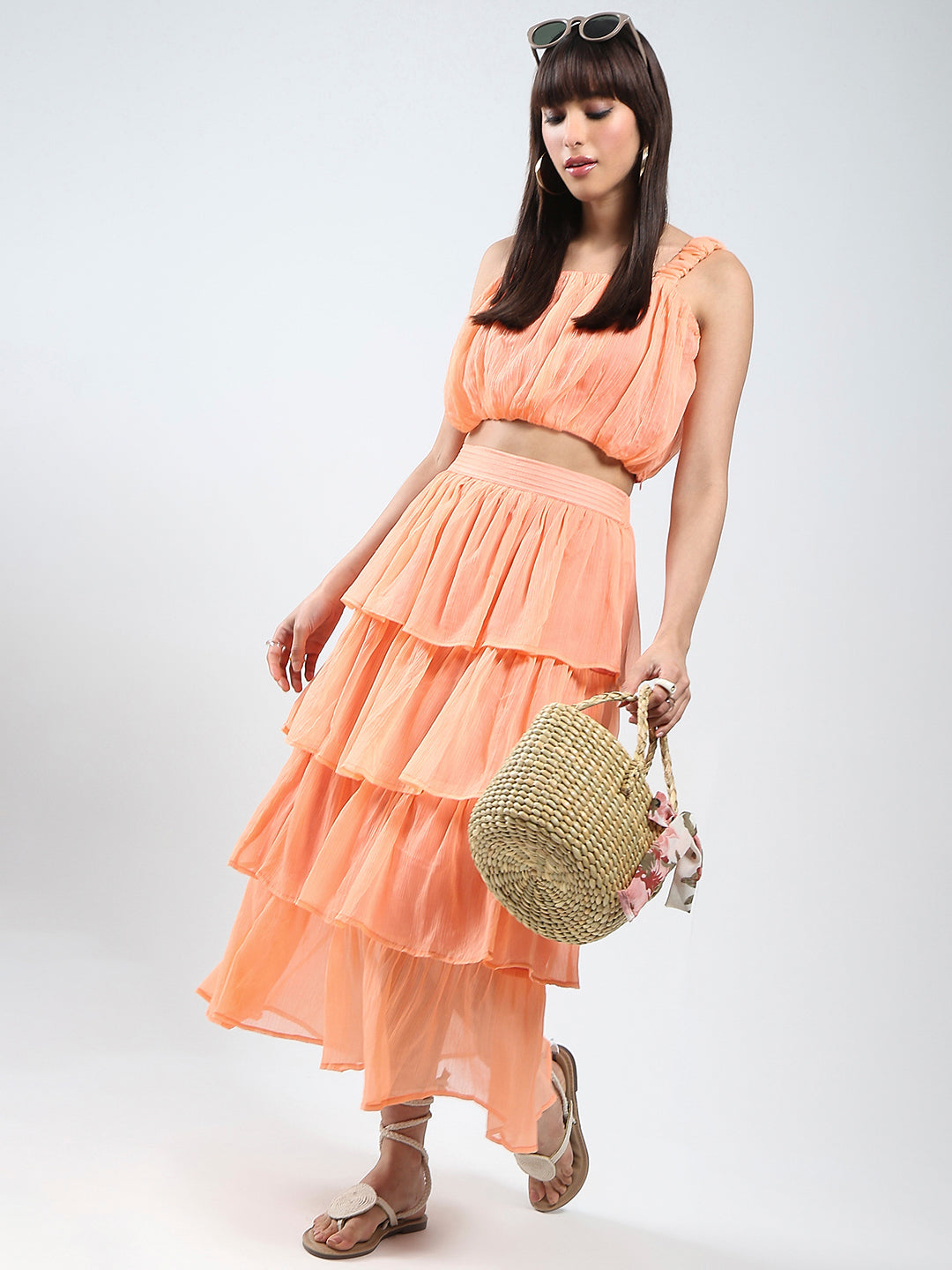 Coral Top Skirt Cord-Set