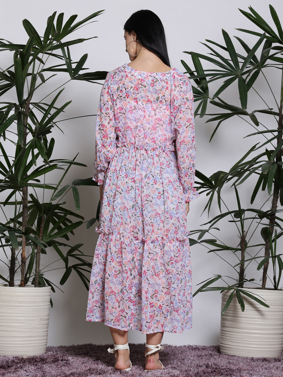 White Floral Long Shrug