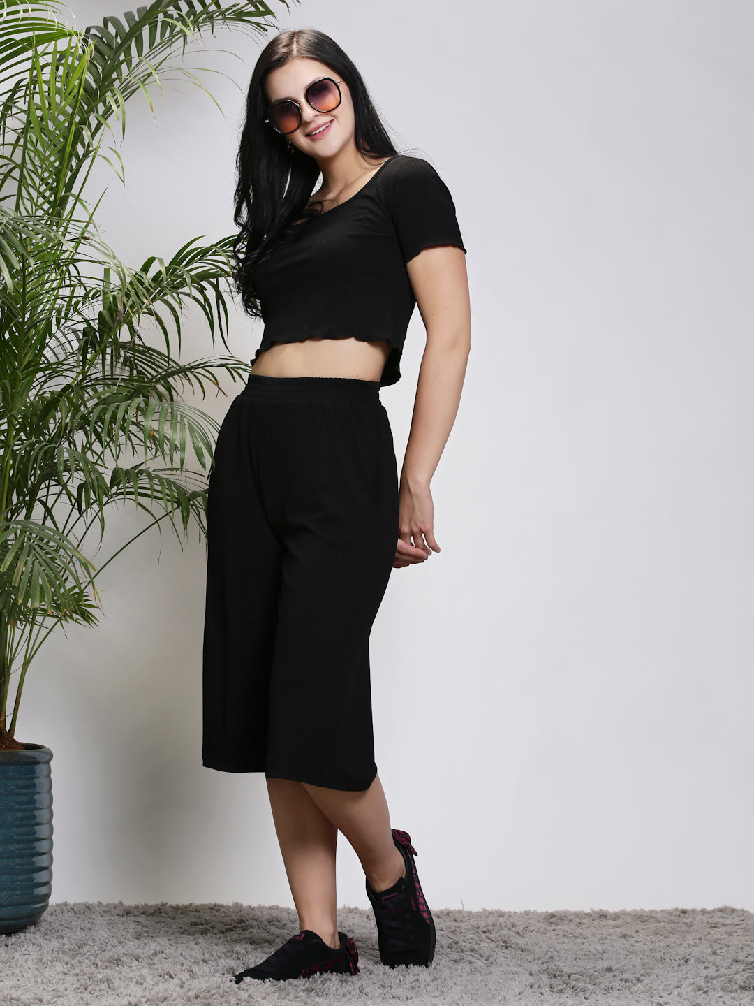 Black Top Capri Cord-Set