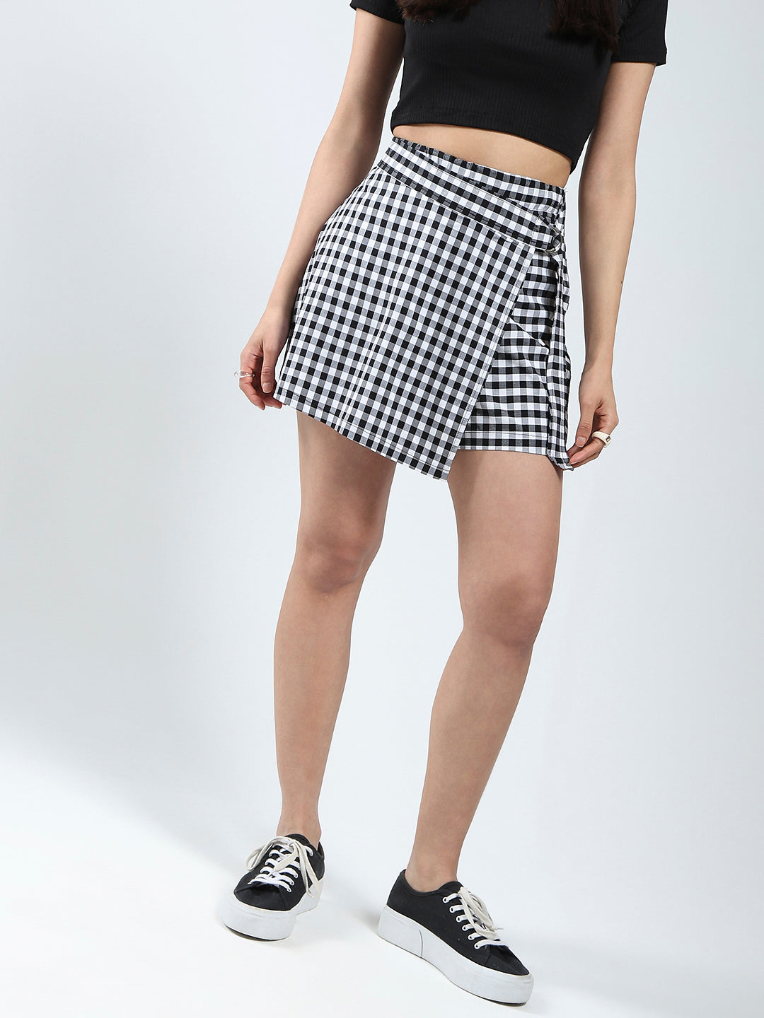 Rayon Lycra Checks Skort