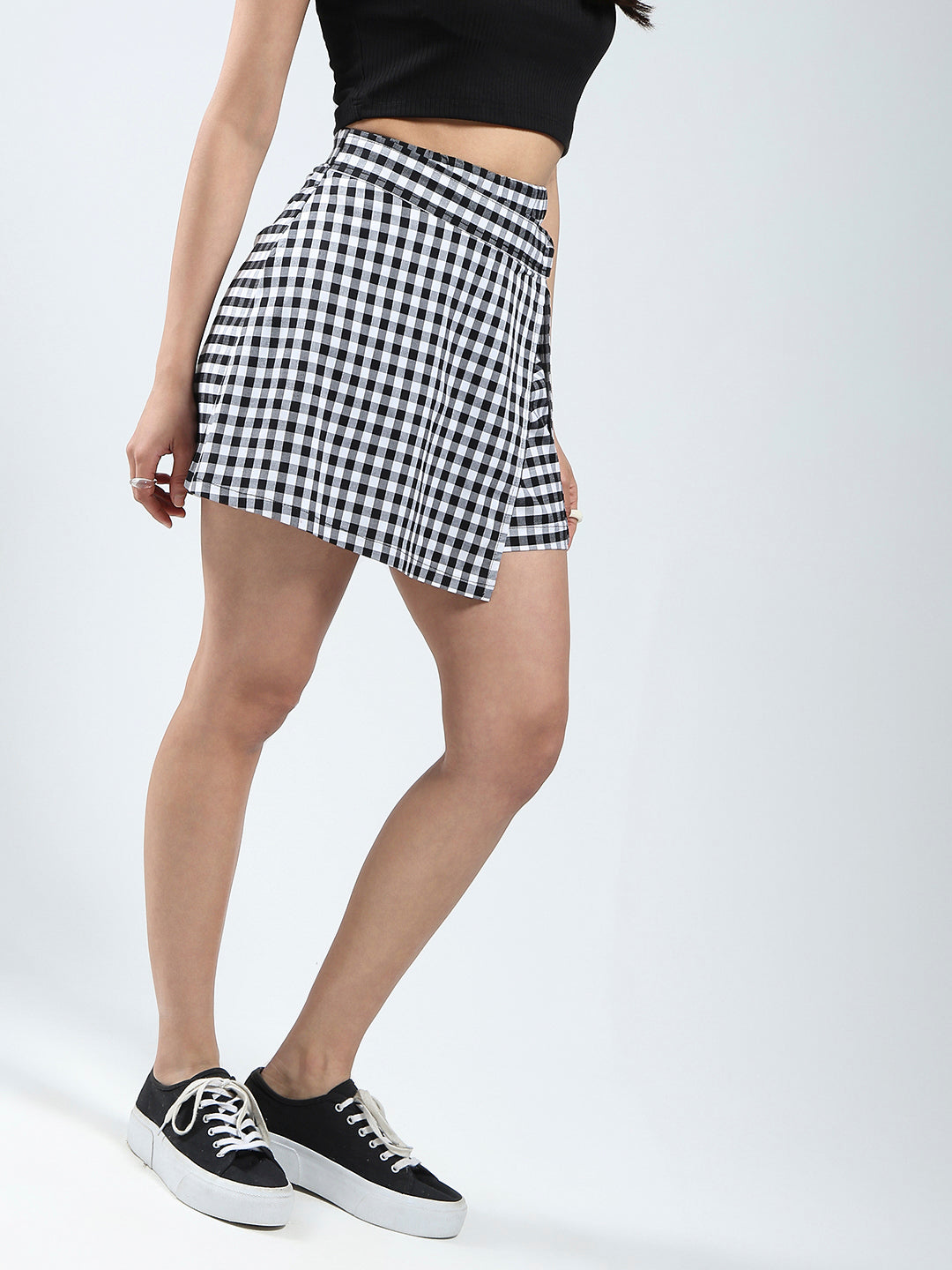 Rayon Lycra Checks Skort