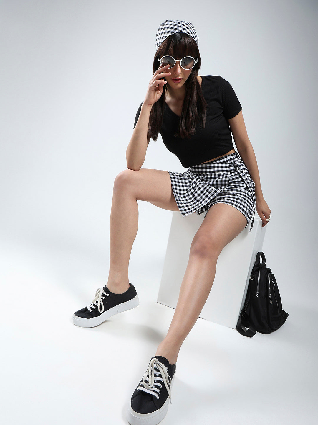Rayon Lycra Checks Skort