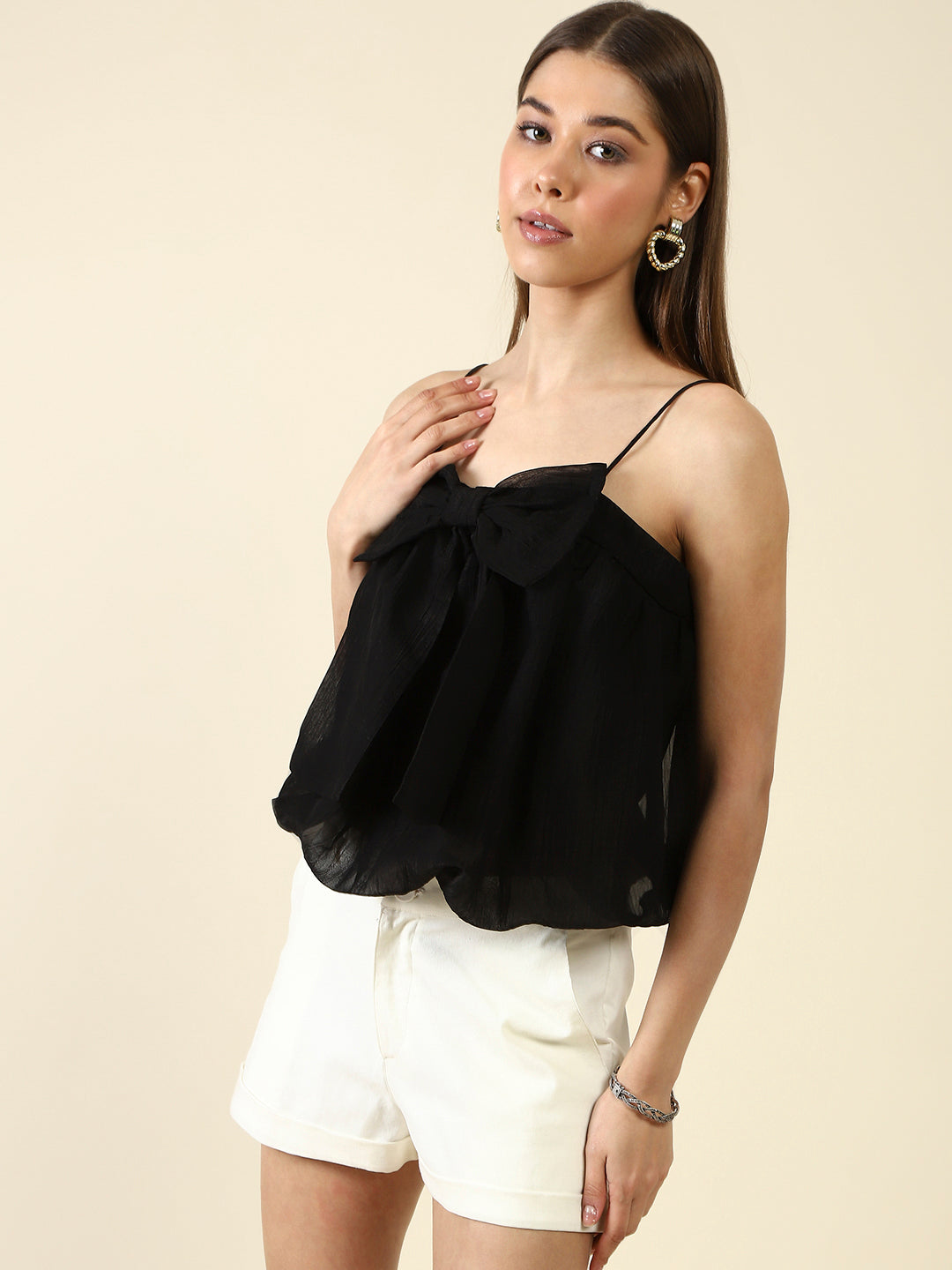 Black Solid Crop Top