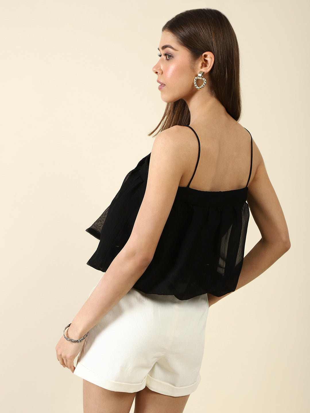 Black Solid Crop Top