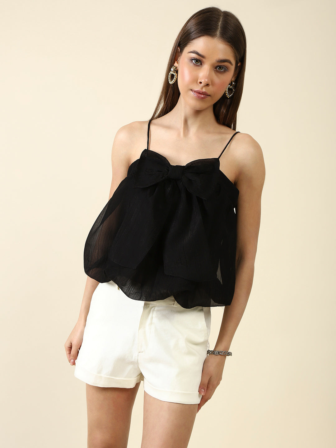 Black Solid Crop Top