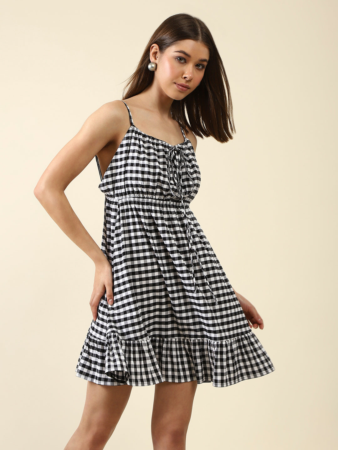 Black Fit-Flare Mini Dress
