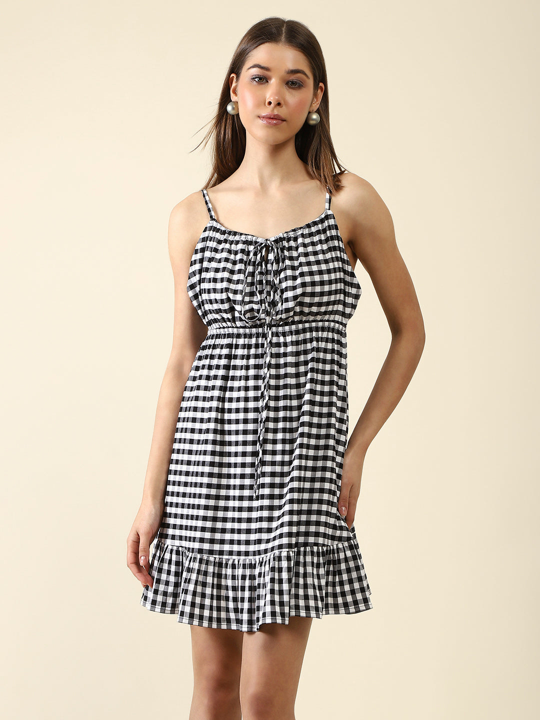Black Fit-Flare Mini Dress