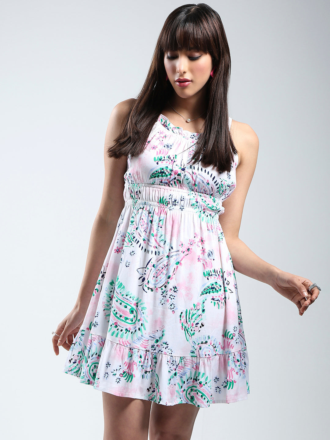 Women Offwhite Mini Dress