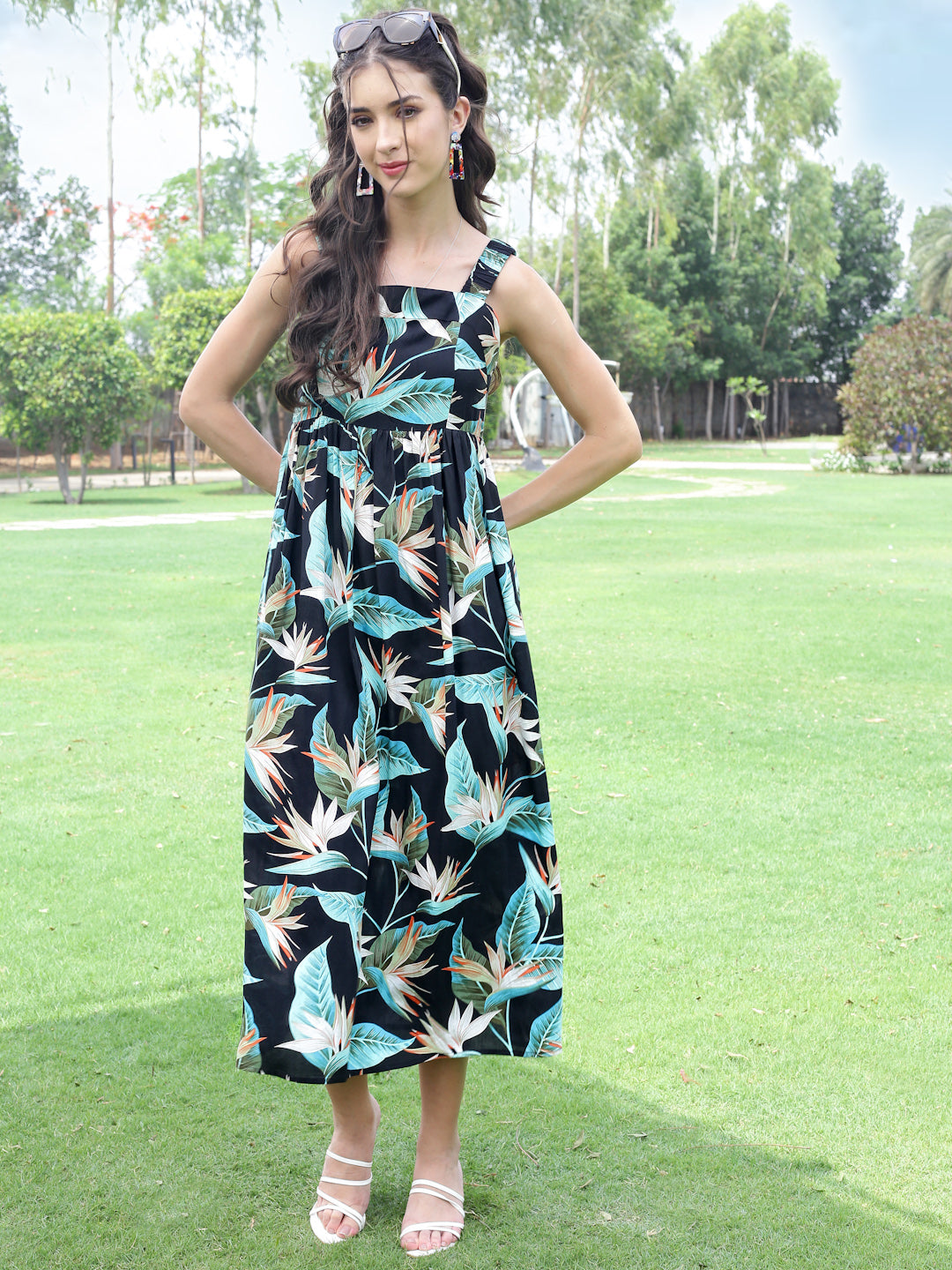 Premium Viscose fit & flare Midi Dress
