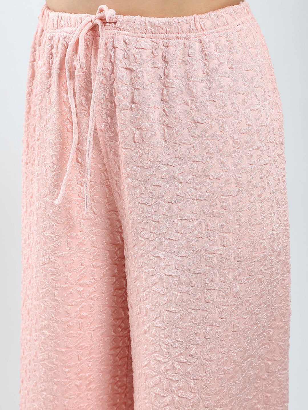 Sera women Peach solid top and trouser cord-set
