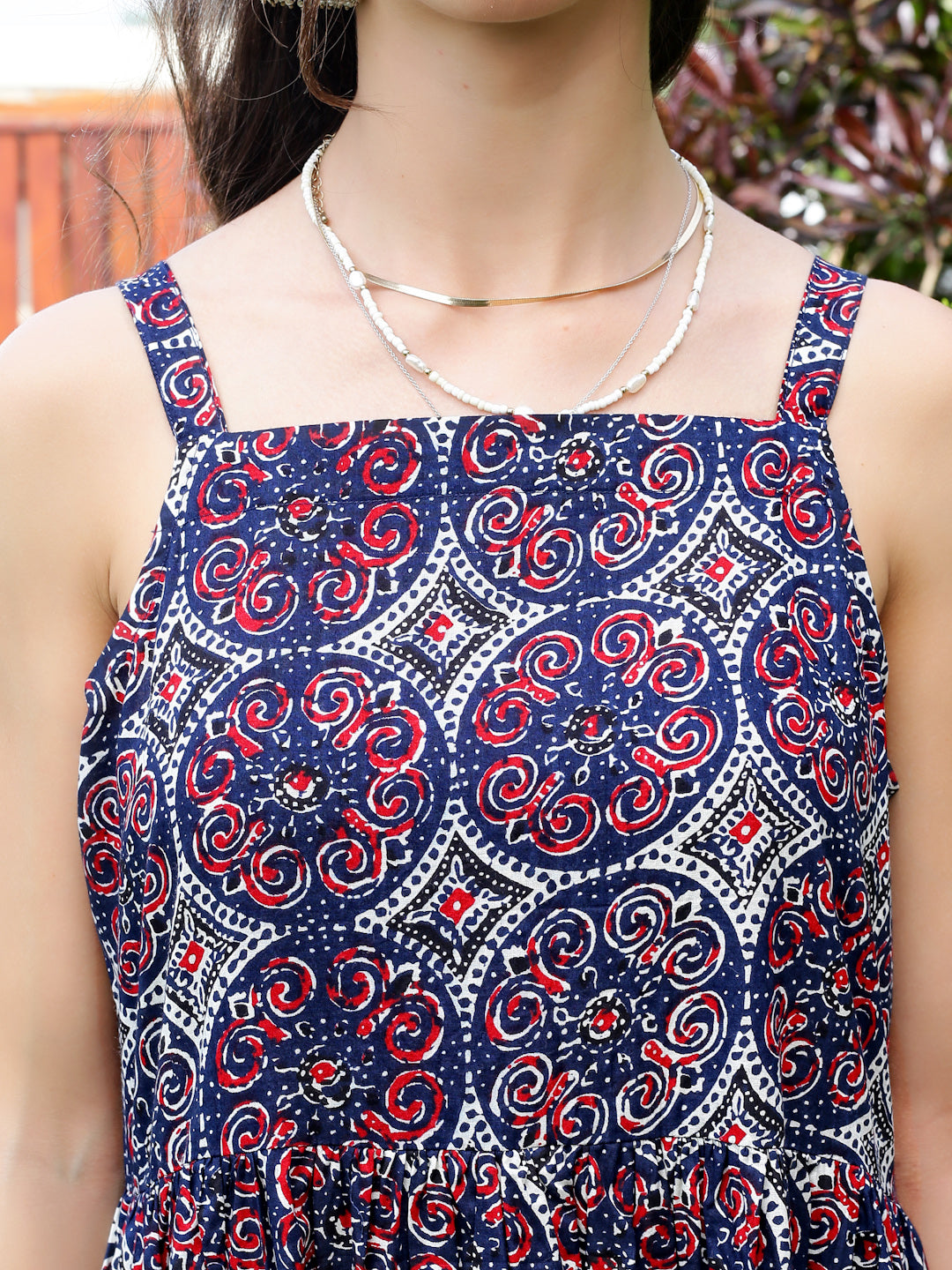Cotton Boho Fit & Flared Midi Dress
