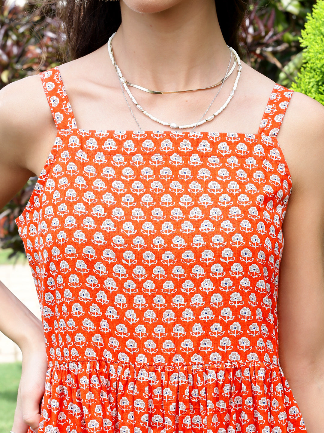 Cotton Boho Fit & Flared Midi Dress