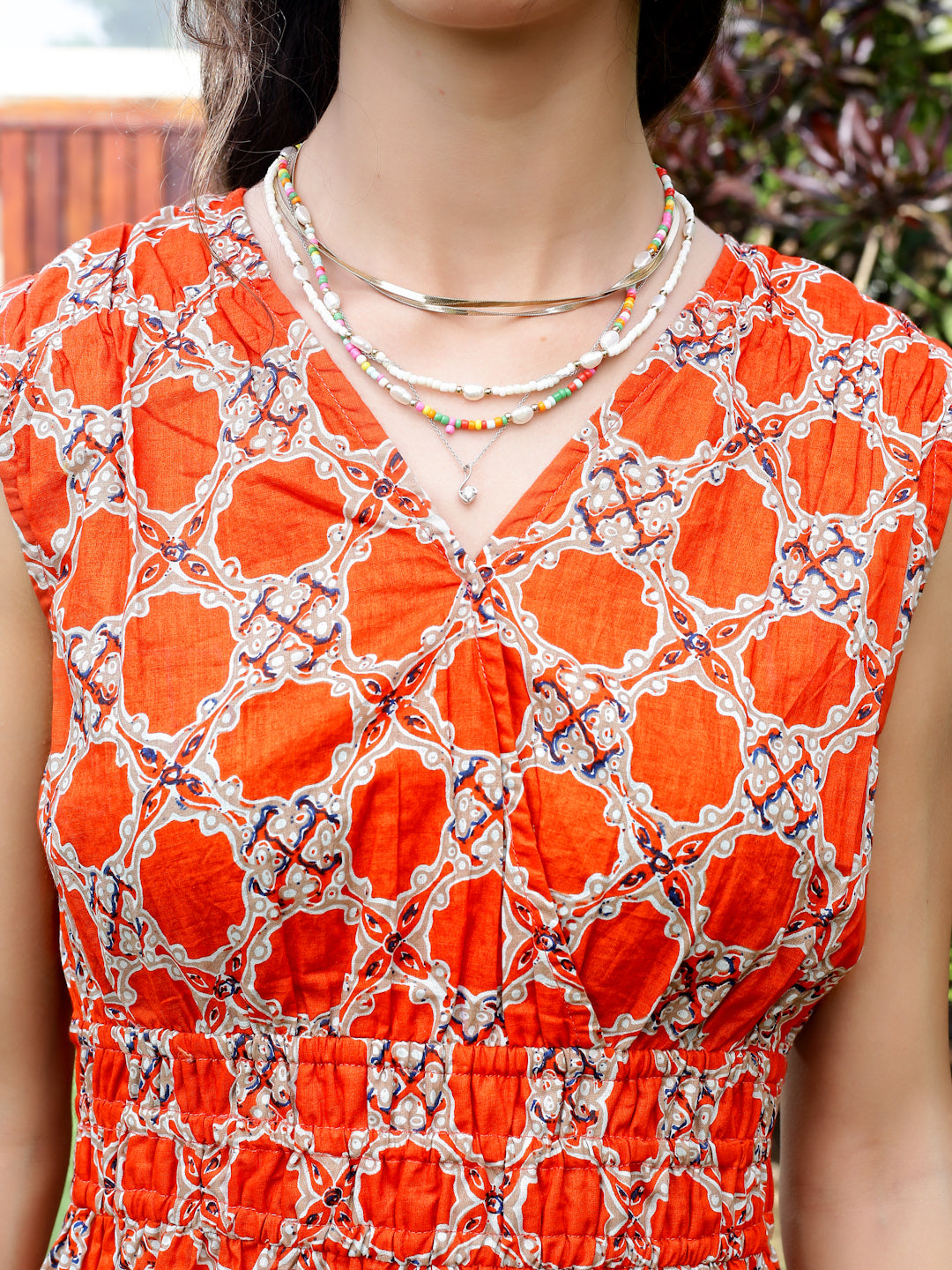 Cotton Boho Fit & Flared Midi Dress