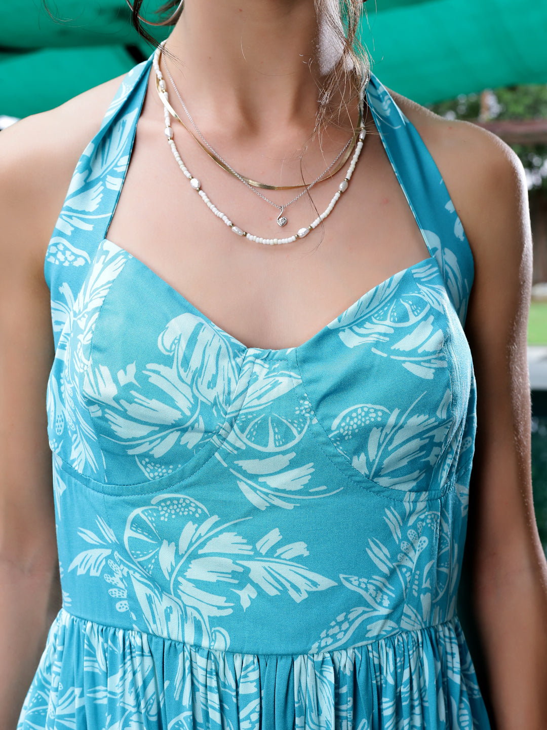 Streachable viscose halter mini dress