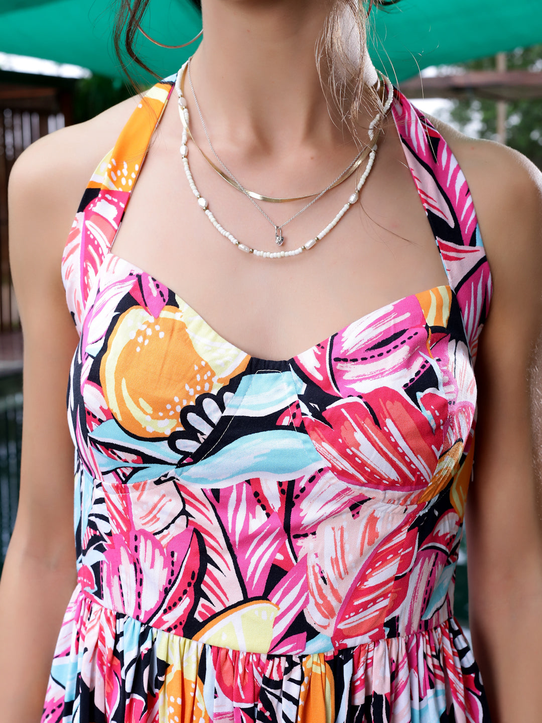 Streachable viscose halter mini dress